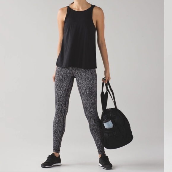 Lululemon Wunder Under High Rise Leggings Luon Suited Jacquard Black White Sz 6 - Picture 1 of 8
